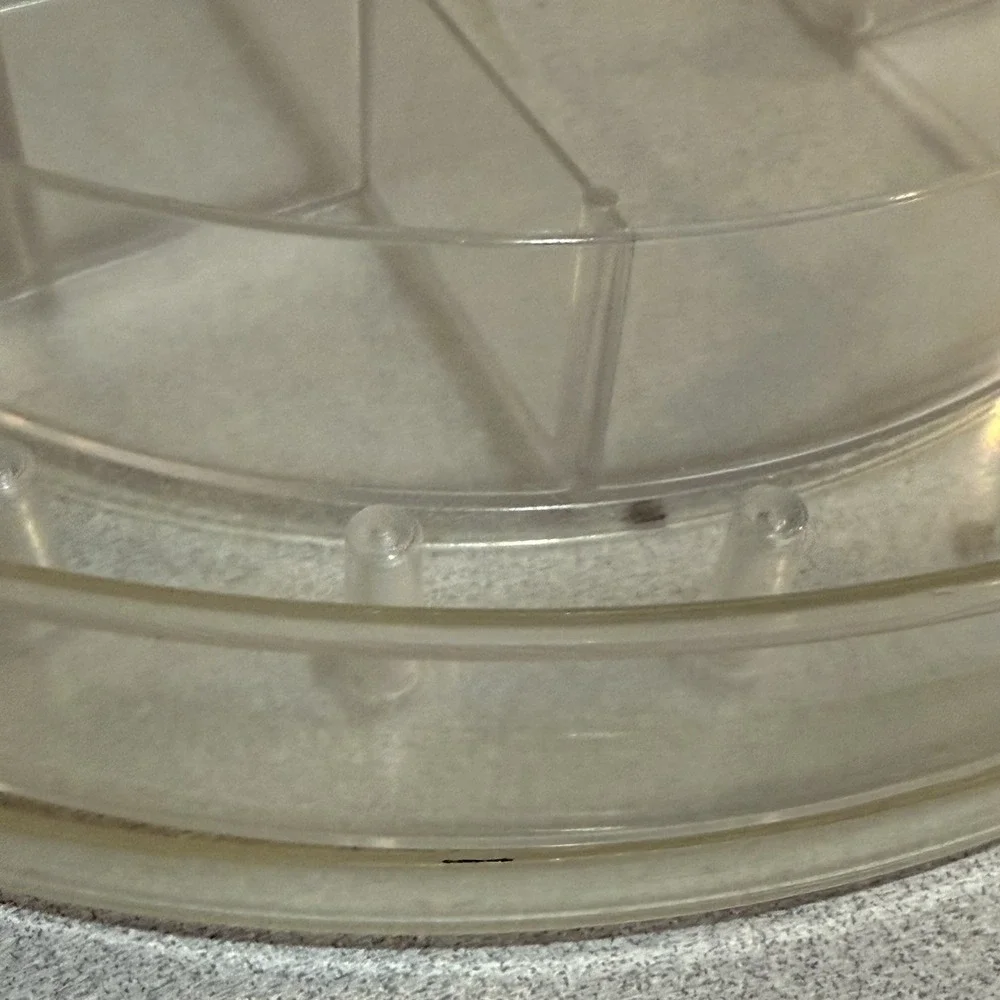Vintage Clear Plastic Round‎ Sewing Box Caddy Thread Bobbins Notions Organizing